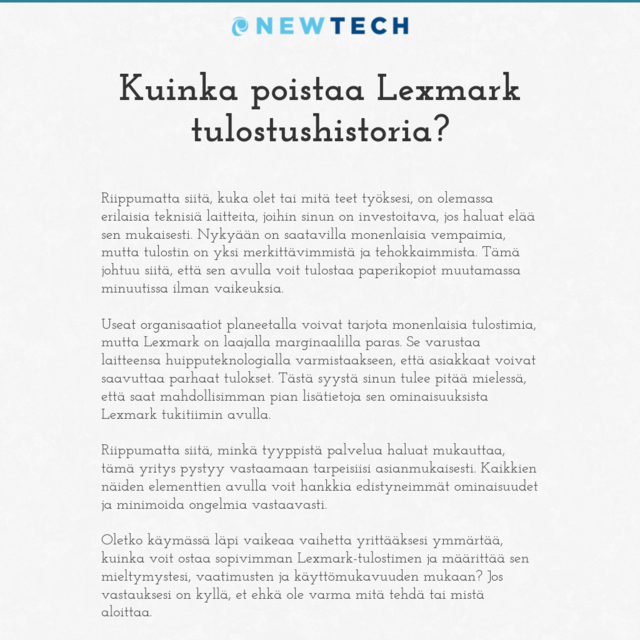 Kuinka poistaa Lexmark tulostushistoria?
