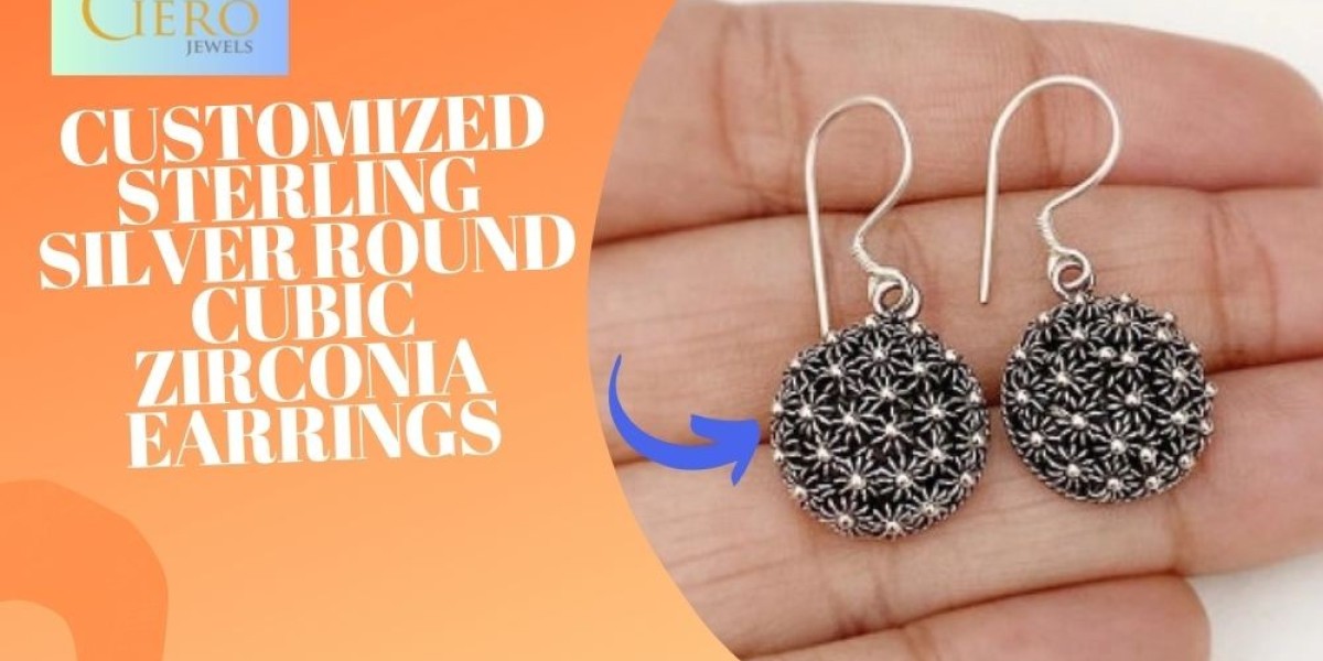 Customized Sterling Silver Round Cubic Zirconia Earrings