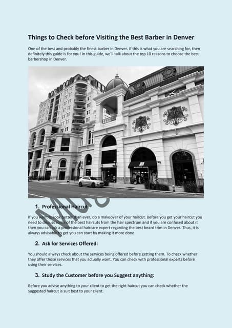 Things to Check Before Visiting the Best Barber in Denver | PDF