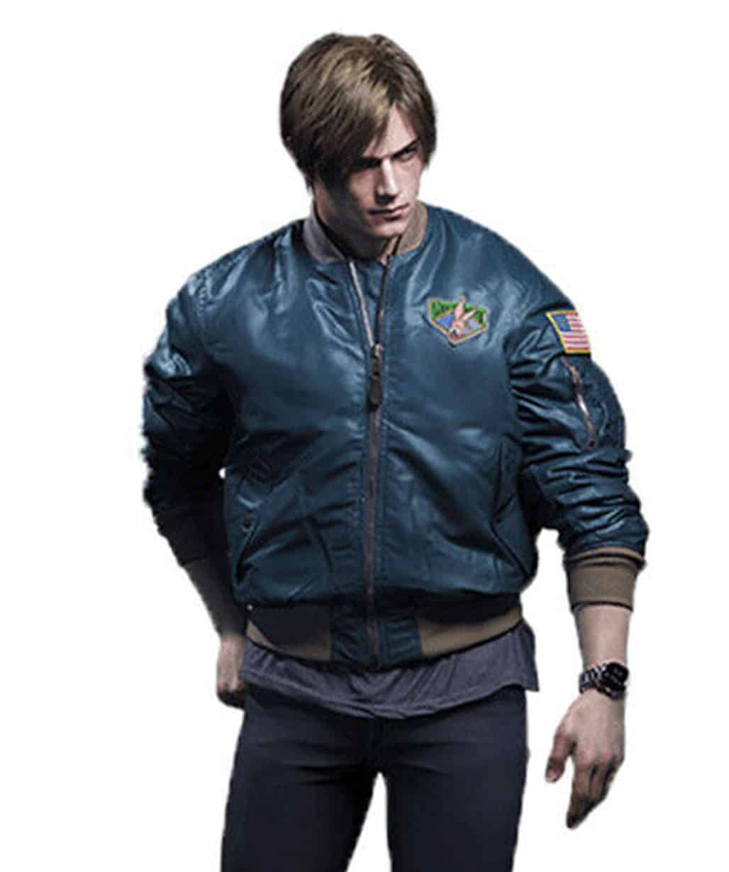 Resident Evil 4 Leon S Kennedy Blue Bomber Jacket - Jacketmadness