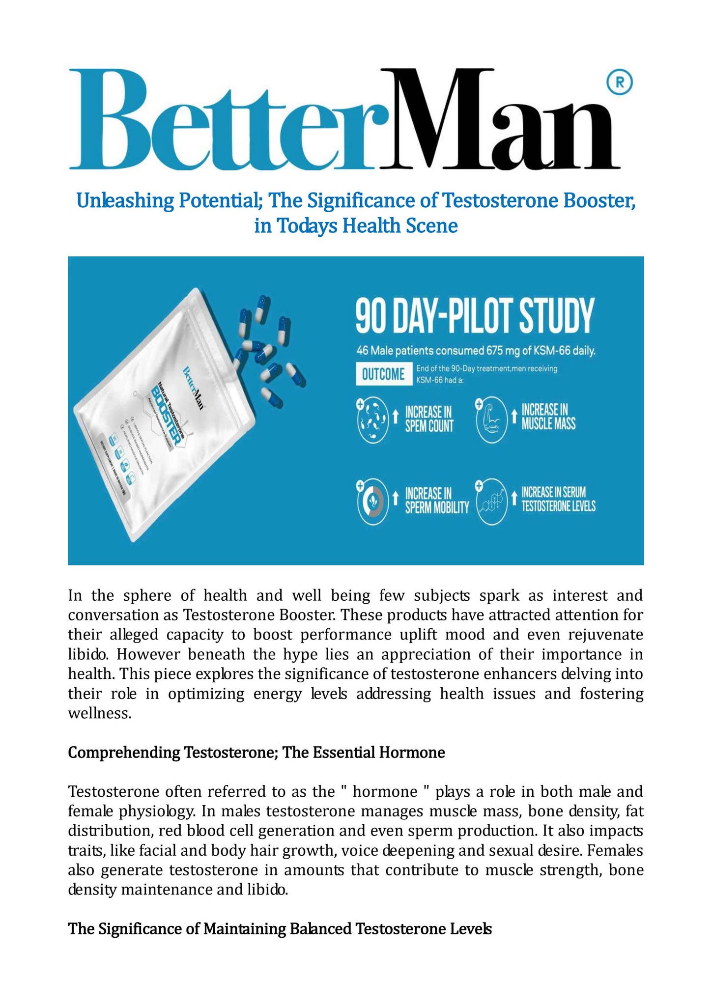 Unleashing Potential; The Significance of Testosterone Booster, in Todays Health Scene