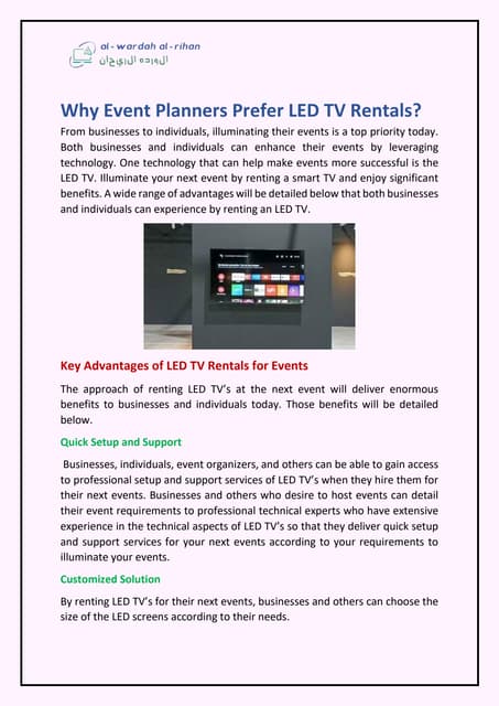 Why Event Planners Prefer LED TV Rentals? | PDF