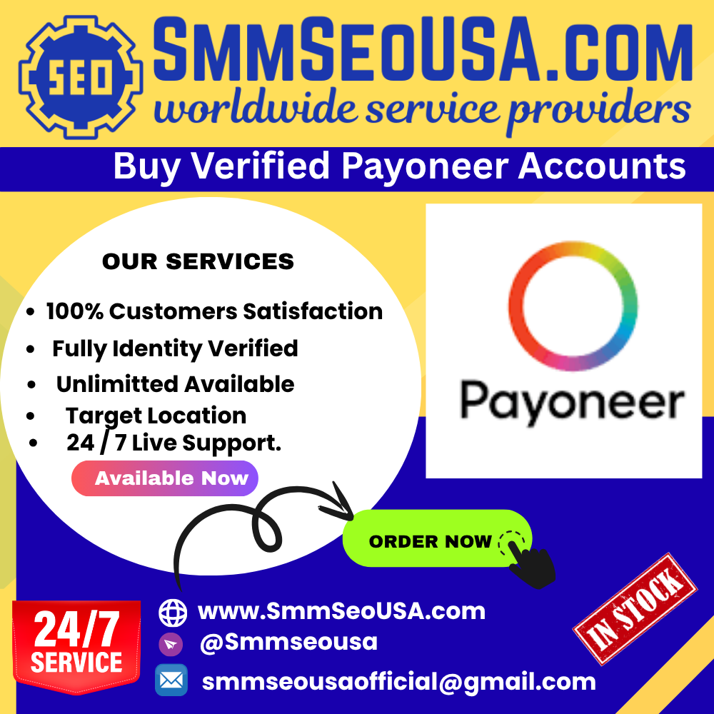 "Buy Verified Payoneer Accounts Find us at Email:SmmSeousaofficial@gmail.com WhatsApp:+60179689850 Telegram: @Smmseousa Buy Link: https://smmseousa.com/product/buy-verified-payoneer-accounts/  #buypayoneeraccounts #buyverifiedpayoneeraccounts #payoneeraccounts #payoneer #MachineLearning #DataScience #5G #100DaysOfCode #Python #Cybersecurity #BigData #AI #IoT #DeepLearning #ArtificialIntelligence #NLP #robots #Industry40 #tech #javascript30 "