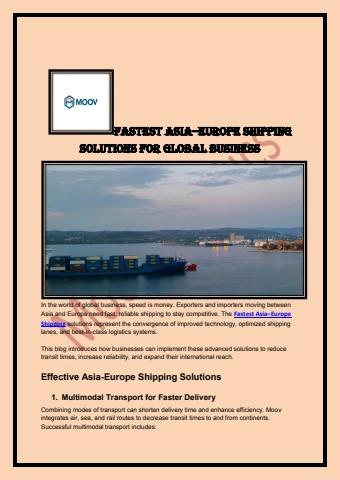 Fastest Asia–Europe Shipping Solutions for Global Business